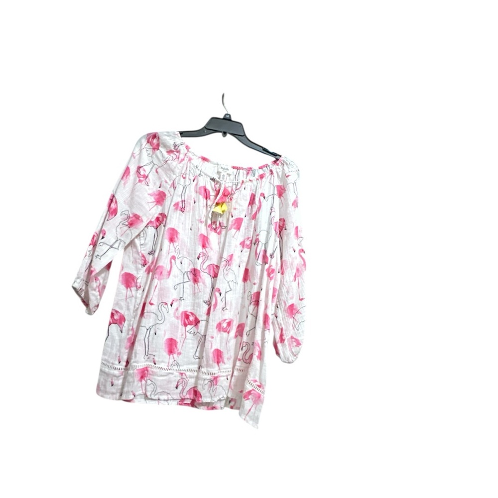 Rafaella Pink and White Ruffled Blouse